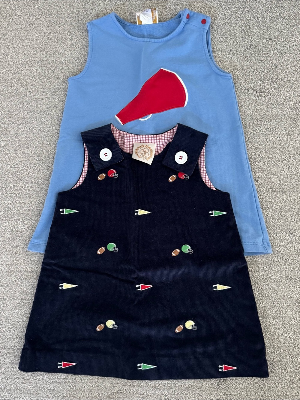 The Beaufort Bonnet Company Blue and Navy Girls' Dress Set